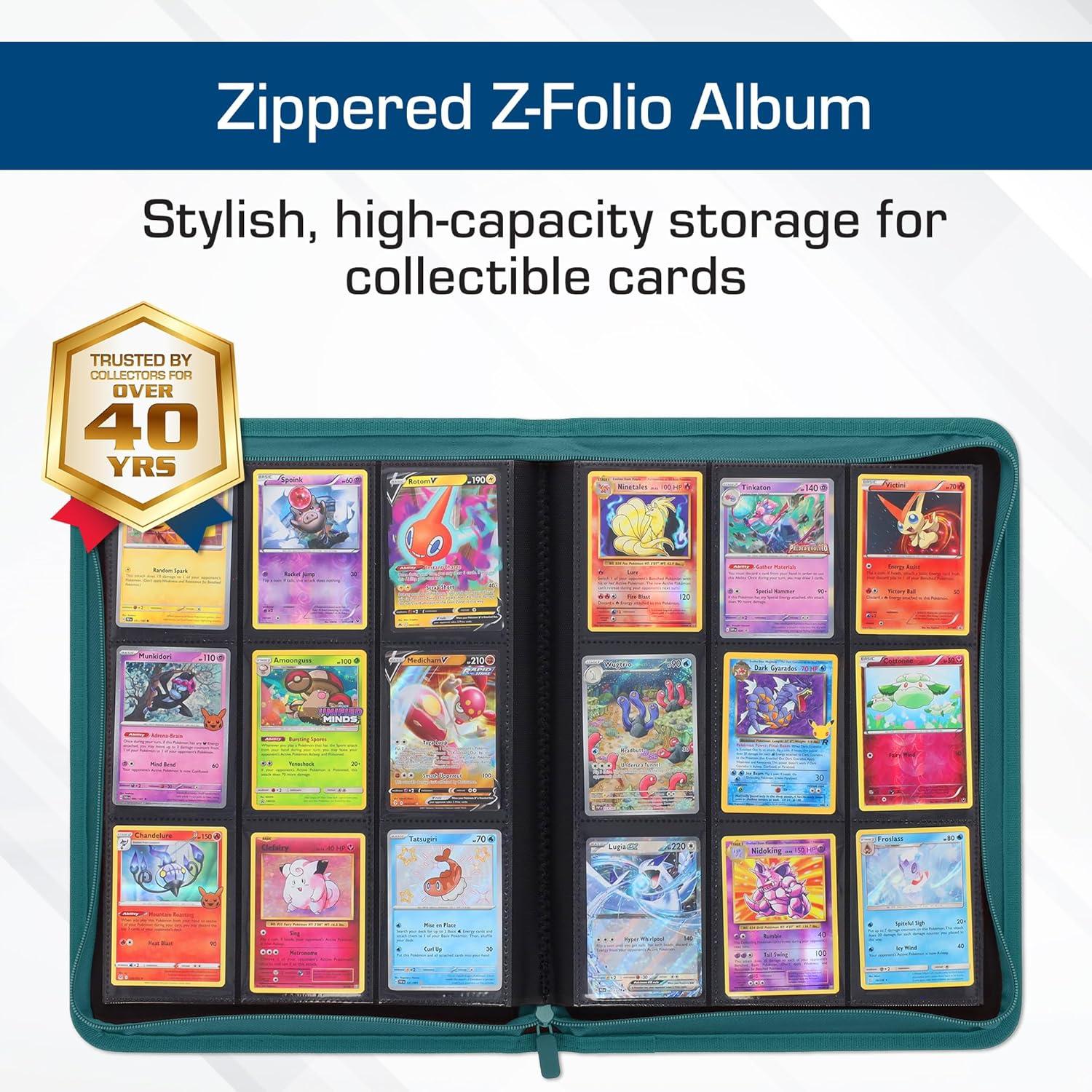 image:imageBCW ZFolio 9Pocket LX Album Purple Secure Zipper Card Organizer Premium Leatherette Card Collection Binder Trading Card Binder for Pokemon MTG Sport Cards and MoreTeal