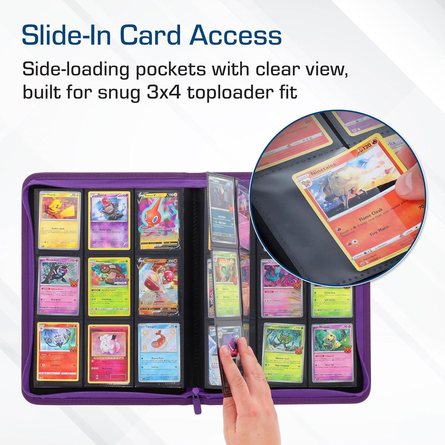 image:imageBCW ZFolio 9Pocket LX Album Purple Secure Zipper Card Organizer Premium Leatherette Card Collection Binder Trading Card Binder for Pokemon MTG Sport Cards and More