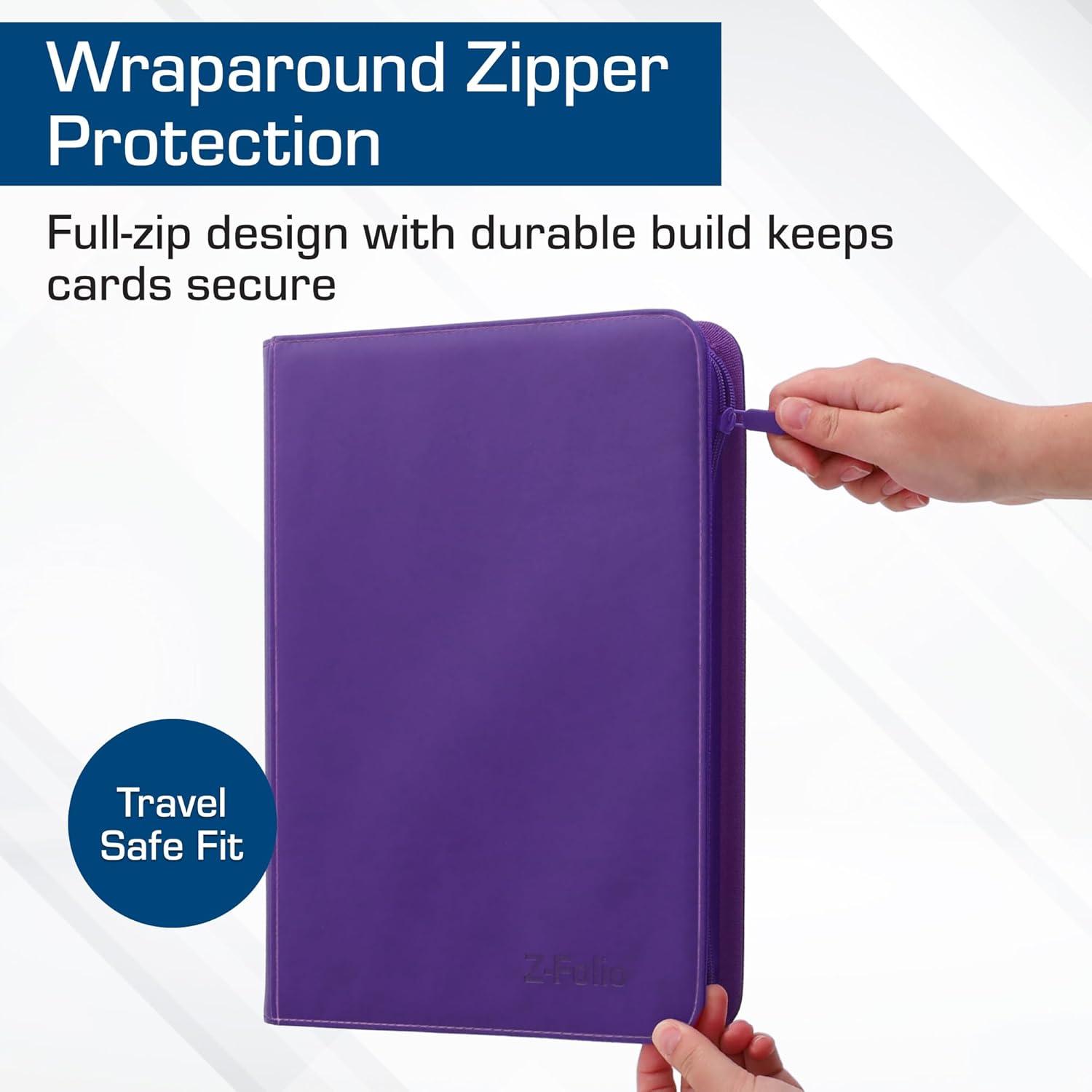 image:imageBCW ZFolio 9Pocket LX Album Purple Secure Zipper Card Organizer Premium Leatherette Card Collection Binder Trading Card Binder for Pokemon MTG Sport Cards and MorePurple