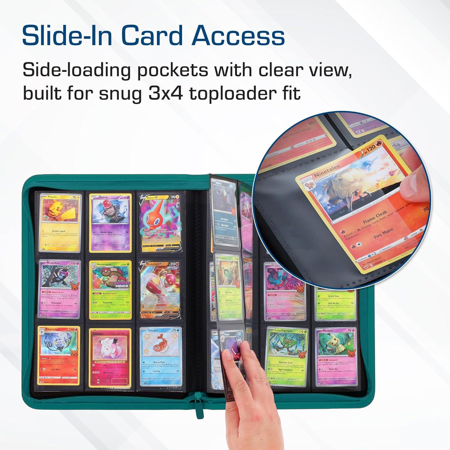 image:imageBCW ZFolio 9Pocket LX Album Teal Secure Zipper Card Organizer Premium Leatherette Card Collection Binder Trading Card Binder for Pokemon MTG Sport Cards and More