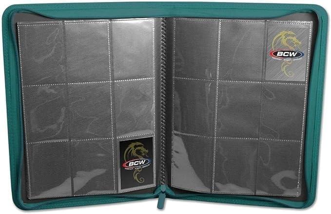 image:imageBCW ZFolio 9Pocket LX Album Teal Secure Zipper Card Organizer Premium Leatherette Card Collection Binder Trading Card Binder for Pokemon MTG Sport Cards and More