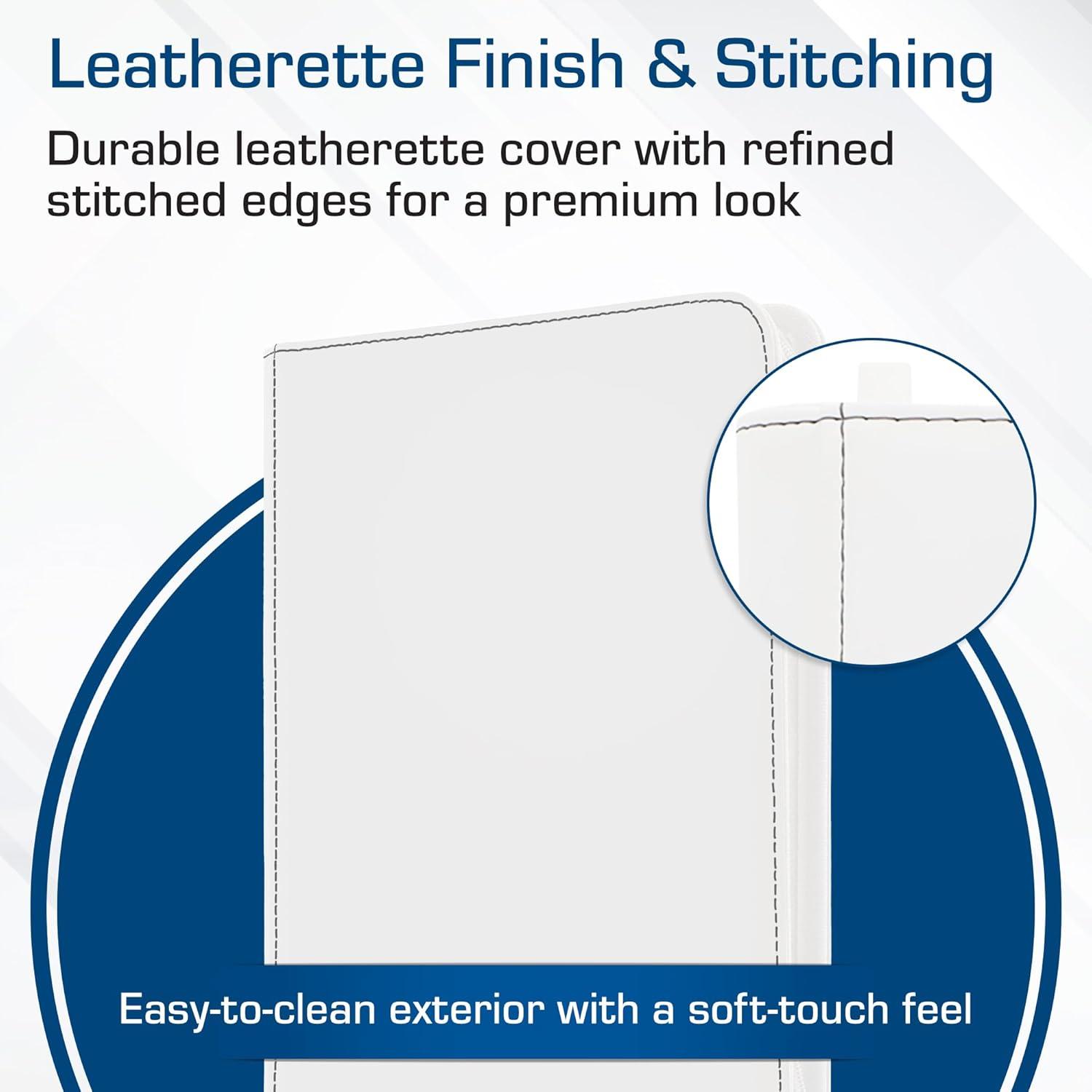 image:imageBCW ZFolio 9Pocket LX Album White Secure Zipper Card Organizer Premium Leatherette Card Collection Binder Trading Card Binder for Pokemon MTG Sport Cards and More