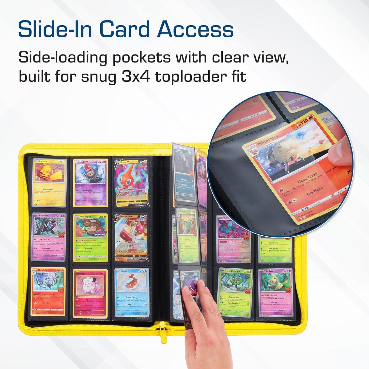 image:imageBCW ZFolio 9Pocket LX Album Yellow Secure Zipper Card Organizer Premium Leatherette Card Collection Binder Trading Card Binder for Pokemon MTG Sport Cards and More