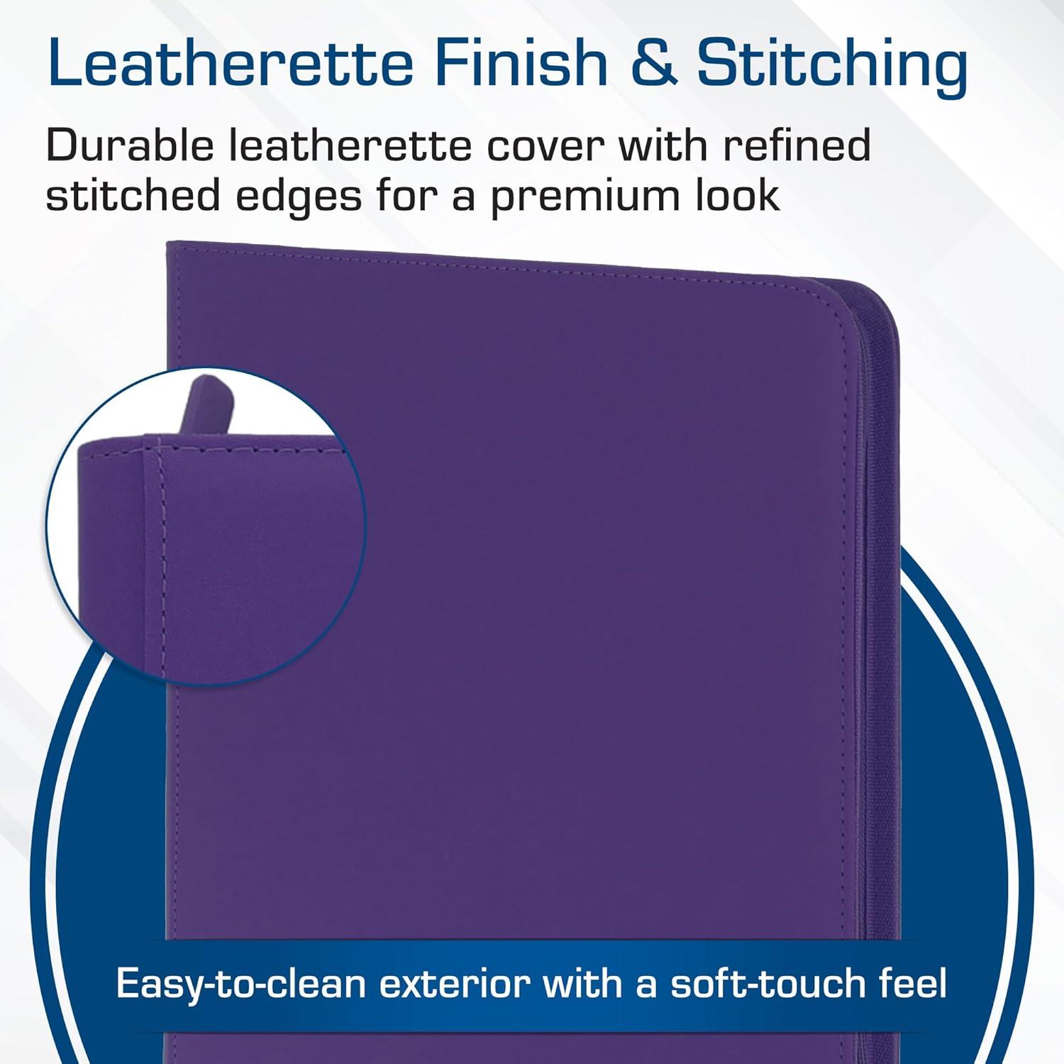 image:imageBCW ZFolio LX Zipper Portfolio 12Pocket Playset Album Premium Purple Leatherette Secure Zipper Holds 480 Cards Trading Card Storage and Organizer