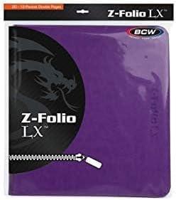 image:imageBCW ZFolio LX Zipper Portfolio 12Pocket Playset Album Premium Purple Leatherette Secure Zipper Holds 480 Cards Trading Card Storage and Organizer