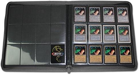 image:imageBCW ZFolio LX Zipper Portfolio Premium Gray Leatherette 12Pocket Playset Album Secure Zipper 480 Card Capacity Card Collectors Dream Card Organizer Trading Card Storage