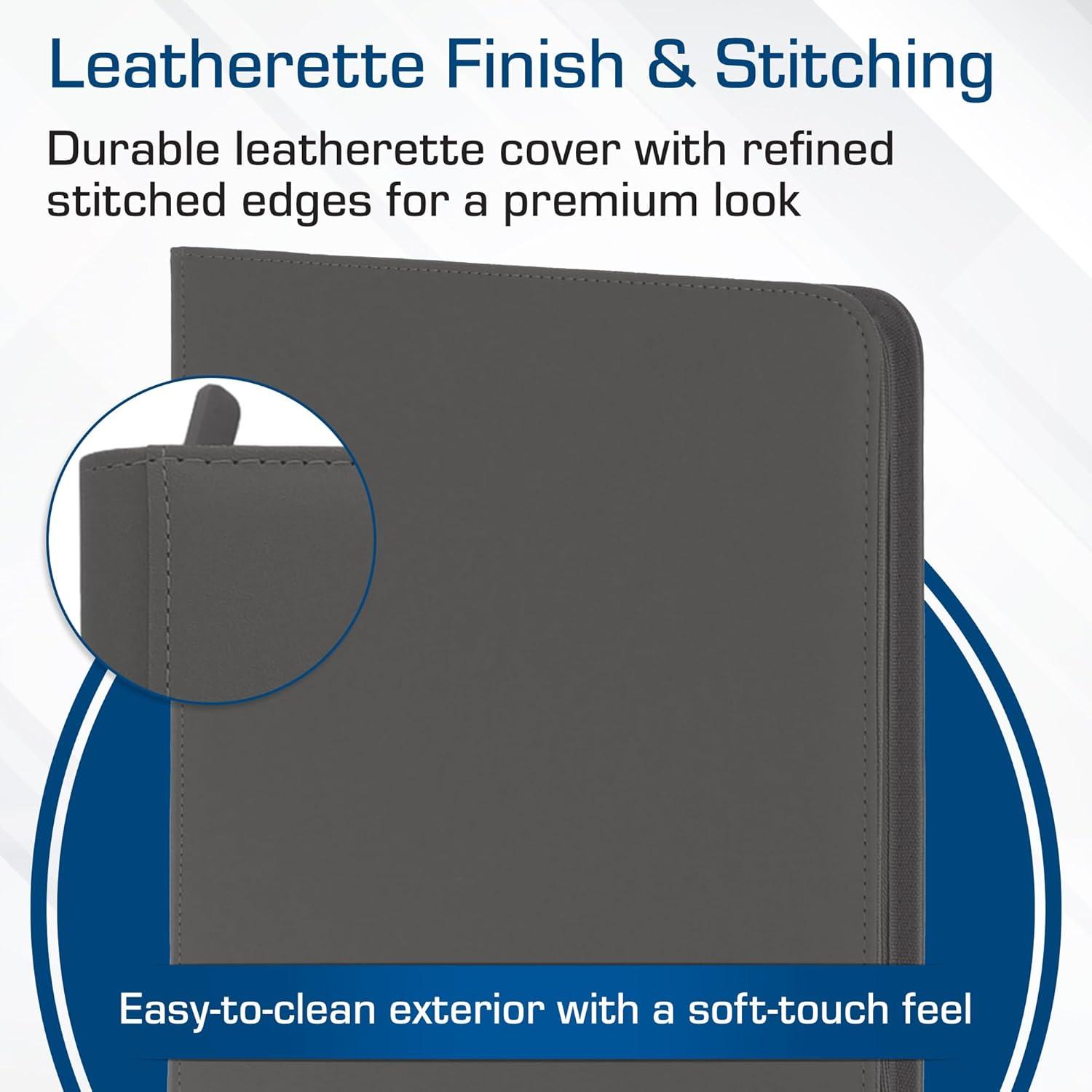 image:imageBCW ZFolio LX Zipper Portfolio Premium Gray Leatherette 12Pocket Playset Album Secure Zipper 480 Card Capacity Card Collectors Dream Card Organizer Trading Card Storage