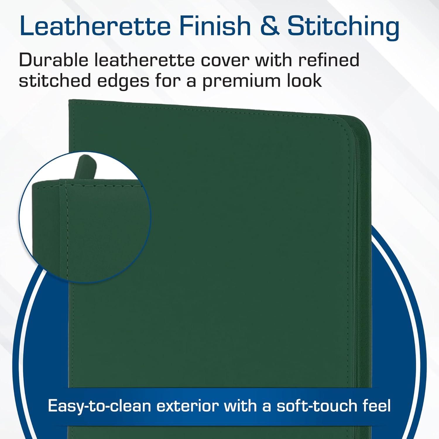 image:imageBCW ZFolio LX Zipper Portfolio Premium Green Leatherette 12Pocket Playset Album Secure Zipper 480 Card Capacity Card Collectors Dream Card Organizer Trading Card Storage