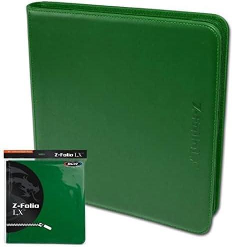 image:imageBCW ZFolio LX Zipper Portfolio Premium Green Leatherette 12Pocket Playset Album Secure Zipper 480 Card Capacity Card Collectors Dream Card Organizer Trading Card Storage