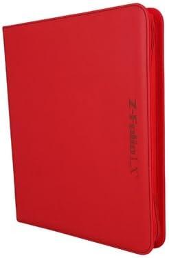 image:imageBCW ZFolio LX Zipper Portfolio Premium Red Leatherette 12Pocket Playset Album Secure Zipper 480 Card Capacity Card Collectors Dream Card Organizer Trading Card Storage