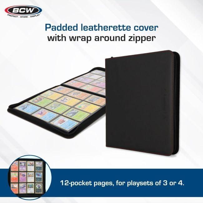 image:imageBCW ZFolio LX Zipper Portfolio Premium Teal Leatherette 12Pocket Playset Album Secure Zipper 480 Card Capacity Card Collectors Dream Card Organizer Trading Card Storage