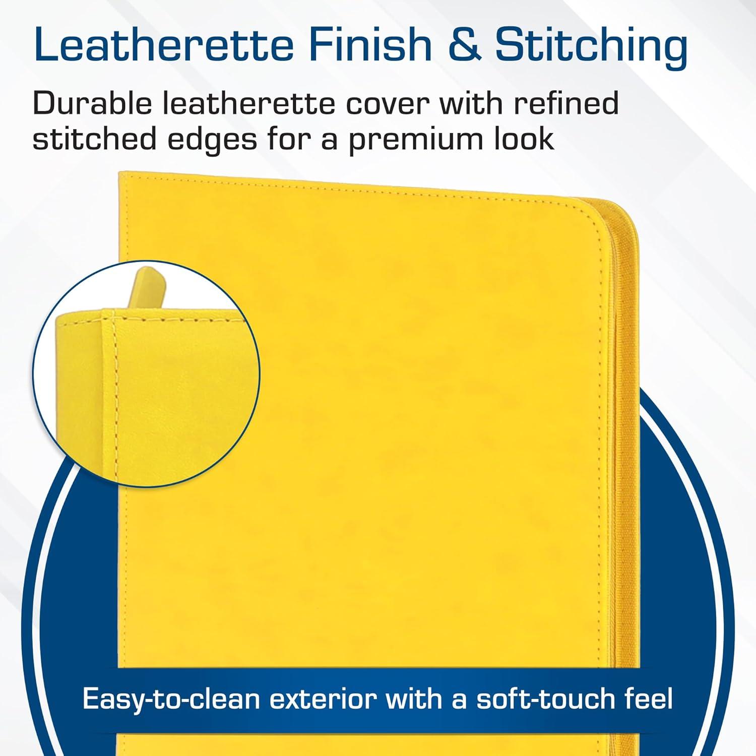image:imageBCW ZFolio LX Zipper Portfolio Premium Yellow Leatherette 12Pocket Playset Album Secure Zipper 480 Card Capacity Card Collectors Dream Card Organizer Trading Card Storage
