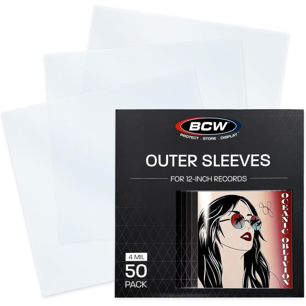 image:imageBCW 12Inch Outer Sleeves 50 Pack Clear 2 Mil Polypropylene AcidFree Archival Quality for 33 13 RPM Album Covers Ideal for Collectors4 Mil Thickness