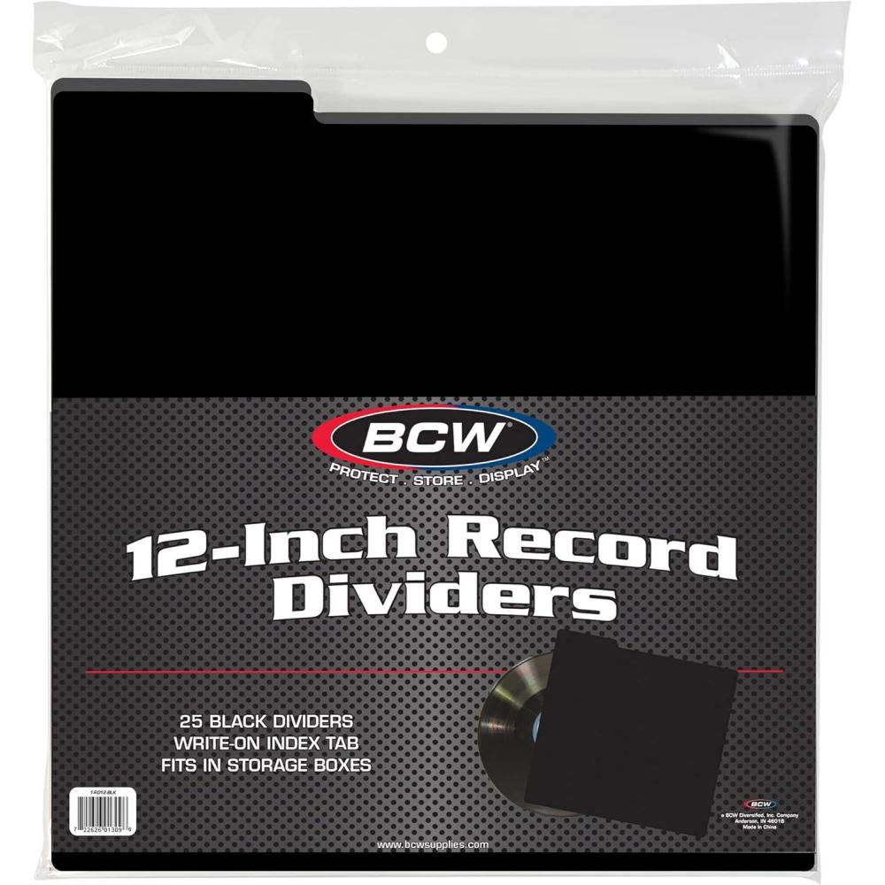 image:imageBCW 12Inch Vinyl Record Dividers 25 Pack Archival Plastic for LP Storage Black