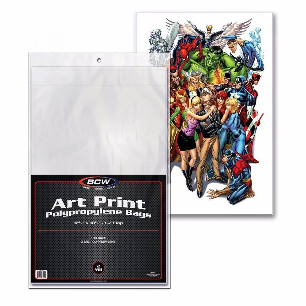 image:imageBCW 12x18 Print Bags Crystal Clear Polypropylene Archival Quality AcidFree Sleeves for Collectible Prints and Posters Pack of 100 Clear Poly Sleeves for Photos