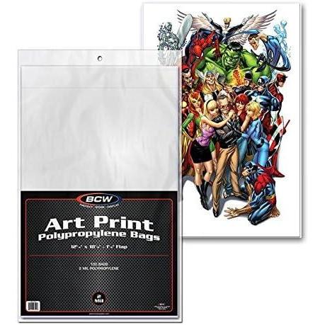image:imageBCW 12x18 Print Bags Crystal Clear Polypropylene Archival Quality AcidFree Sleeves for Collectible Prints and Posters Pack of 200 Clear Poly Sleeves for Photos