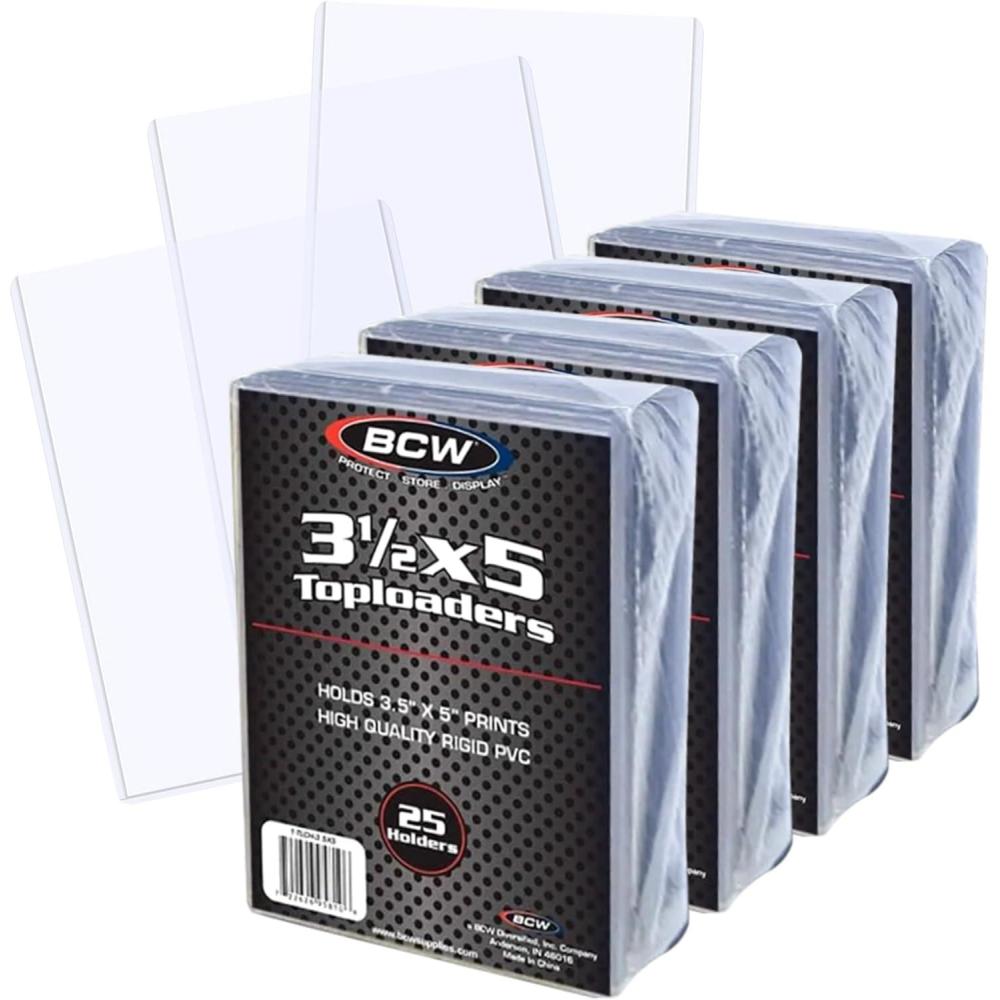 image:imageBCW 35x5 Topload Holder 100 Pack Premium Rigid Plastic Protector Case for Trading Cards Index Cards and Photos for Transformer TCG Magic The Gathering and More