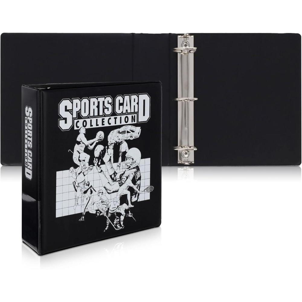 image:imageBCW 3Inch Sports Card Album Binder Durable Black DRing Card Binder Holds 90 Protective Pages Compatible with other Collectible Cards Ideal Sports Card Collection Storage Solution