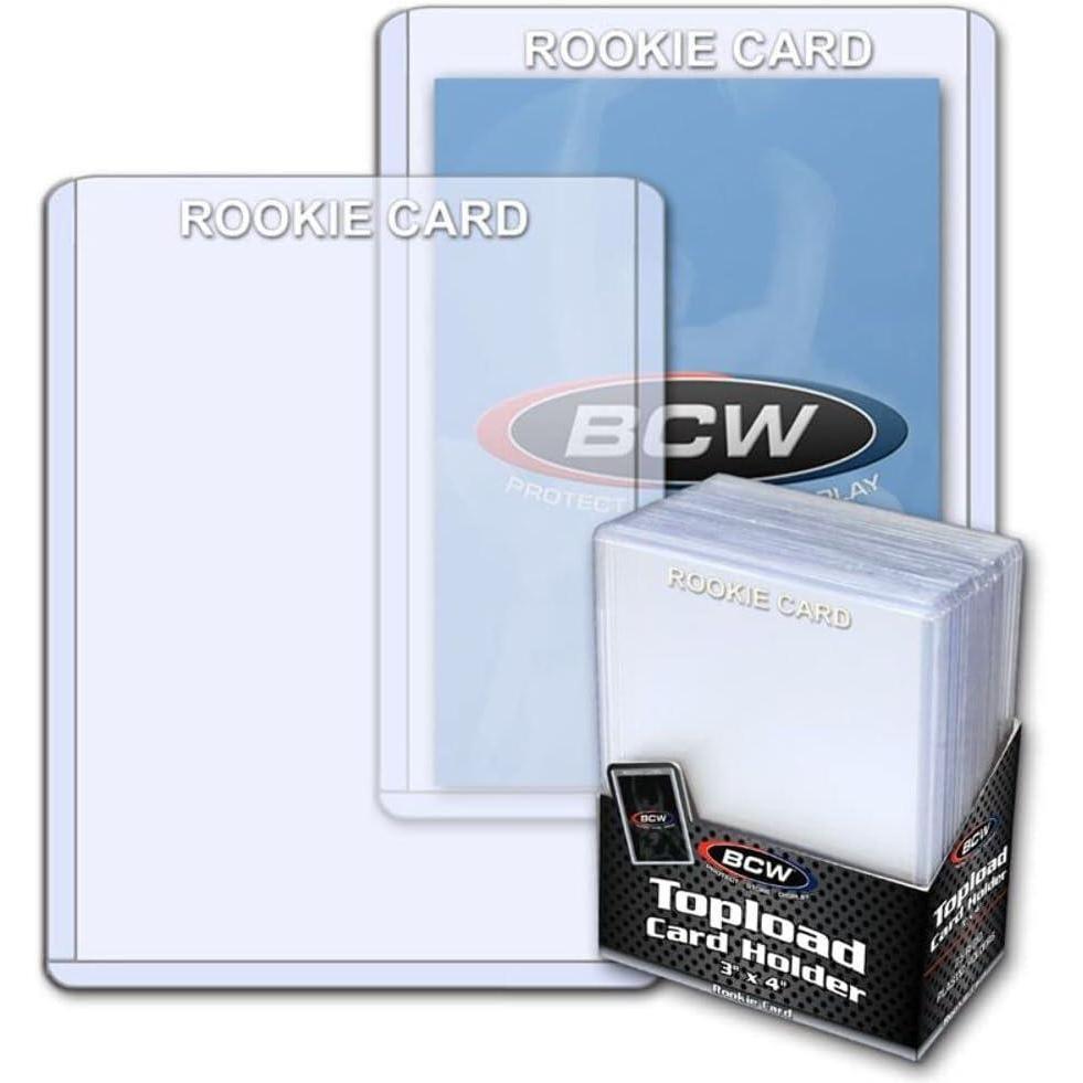 image:imageBCW 3X4 Top Loaders for Cards  Rookie Imprinted Gold Toploaders  Rigid PVC  Protects Baseball Football Hockey MTG Pokemon Cards  Standard Size Top LoadersWhite