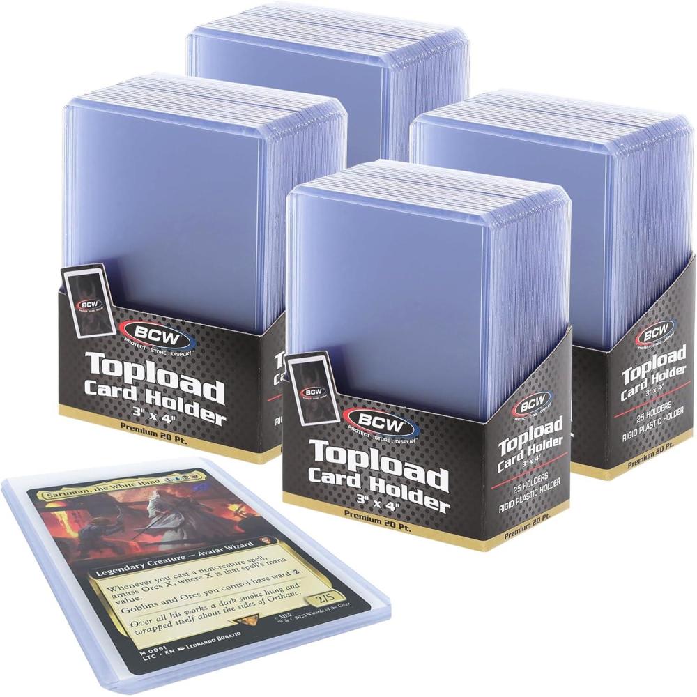 image:imageBCW 3x4 Standard Topload Card Holders 100 Pack Top Loaders for Cards Rigid Card Protector Fits Standard Size Cards Up to 20ptPremium