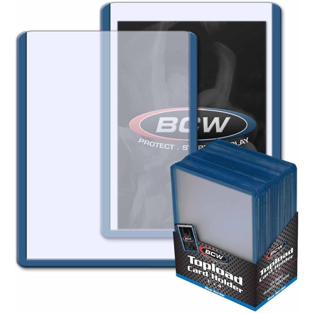 image:imageBCW 3x4 Topload Card Holder Black Border 25 Pack Premium Quality Rigid PVC Protector for Standard Size Trading Cards Card Holders for Sports Cards MTG Pokemon and More BlackBlue