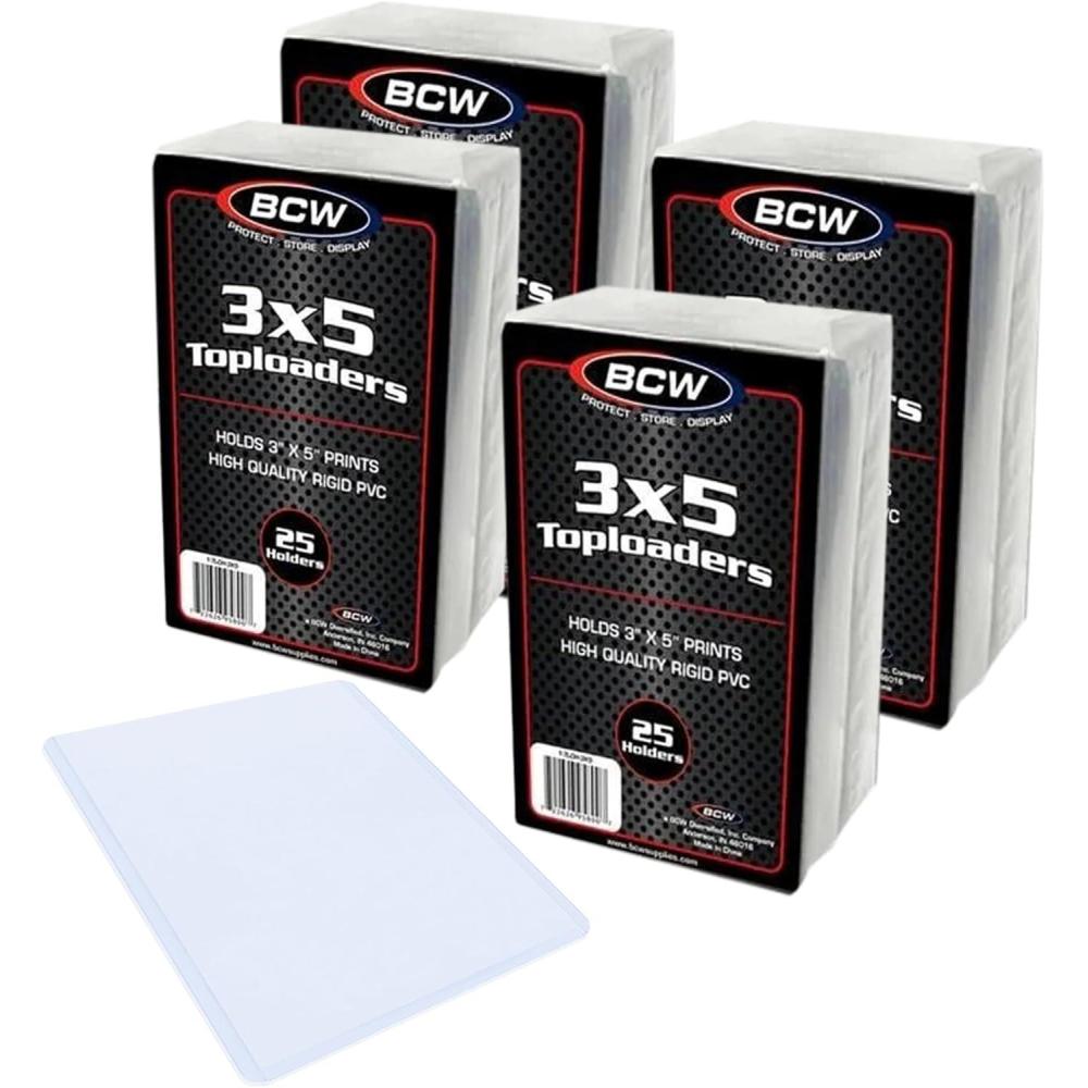 image:imageBCW 3x5 Topload Holders 100ct Premium PVC Card Photo and Print Protection Ideal for Index Cards Photos Prints Archival Quality Protective SugFit Toploaders