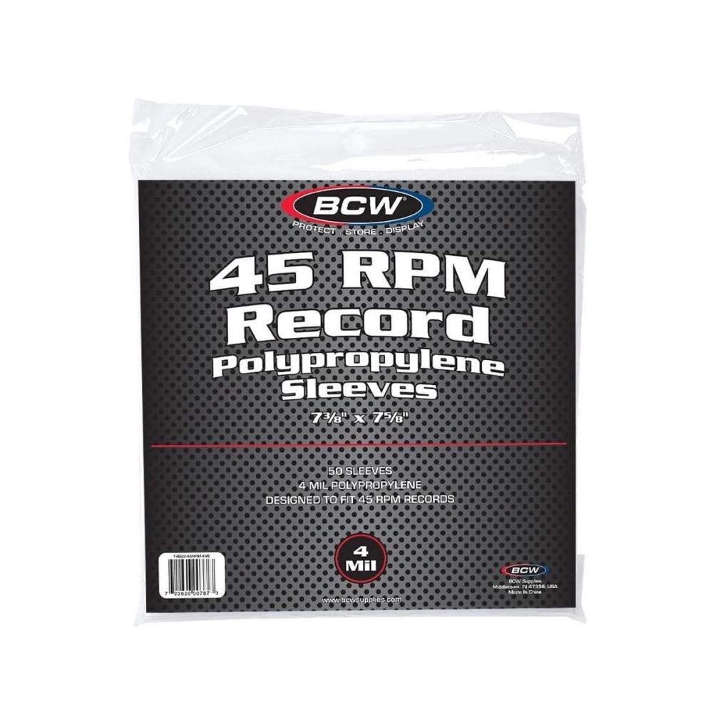 image:imageBCW 4 Mil Record Sleeves 7 Inch Clear Polypropylene Vinyl Album Protectors for 45 RPM Archival Quality AcidFree Design Premium Outer Sleeves for Storage of Your Vinyl Collection