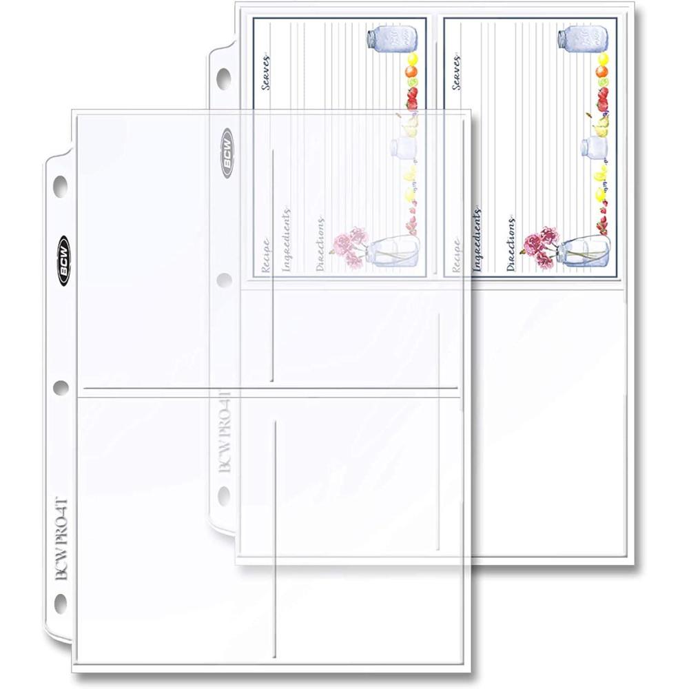 image:imageBCW 4Pocket Photo Page 25ct Photos Sleeves Cards AcidFree PVCFree Archival Quality Photo Album Pages Protector for 3 Ring Binder High Clarity Polypropylene