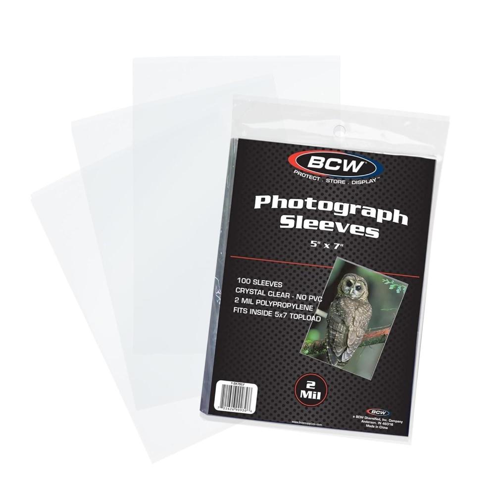 image:imageBCW 5x7 Photo Sleeves  100 ct  Acid Free No PVC  Soft Clear Plastic Photo Sleeves  Archival Quality  Fits 5x7 Photos amp BCW 5x7 Toploaders