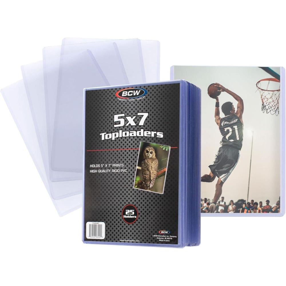image:imageBCW 5x7 Topload Holder  25 Count  Rigid 5x7 Toploader for Photos Cards amp Prints  Hard Plastic 5 x 7 Top Loader for Postcards Pictures amp Memorabilia Protection