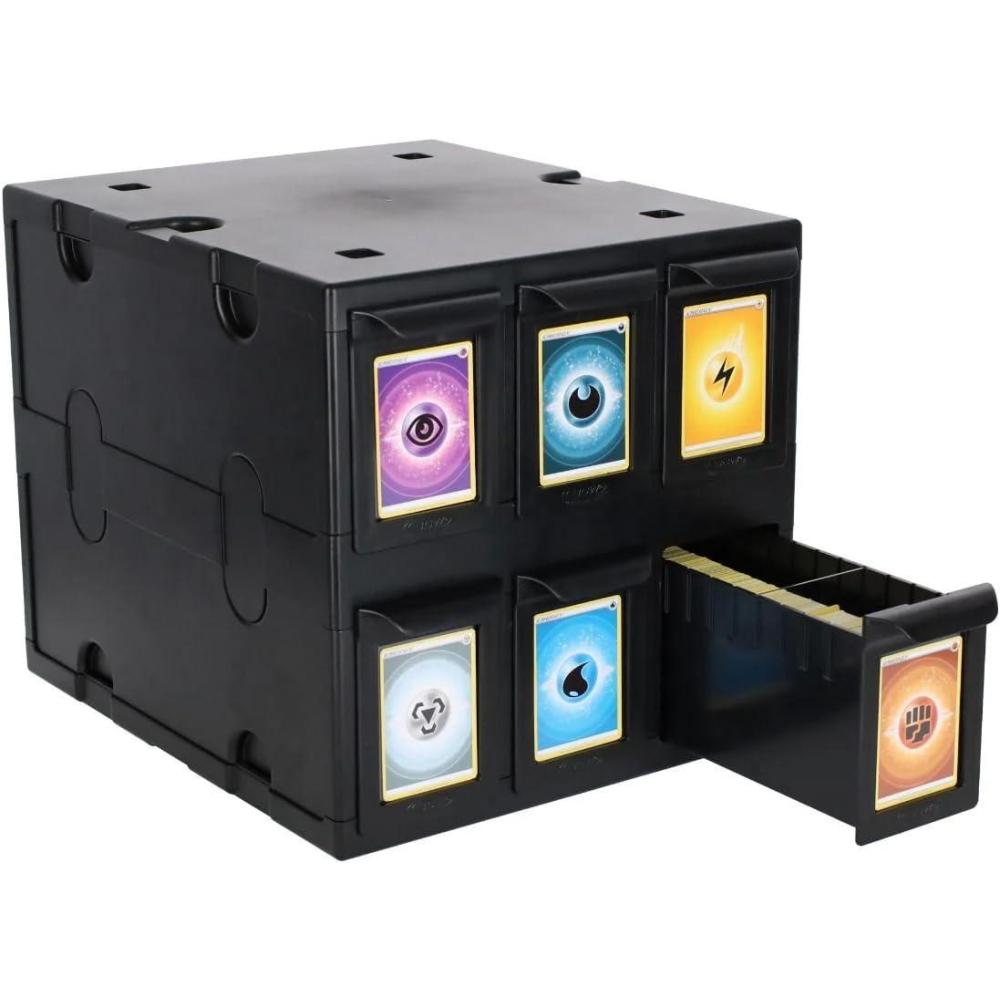 image:imageBCW 6 Drawer Card Catalog White Stackable Trading Card Organizer Box Holds Sports Cards Gaming Cards Toploaders amp Magnetics HeavyDuty Plastic Storage with DividersBlack