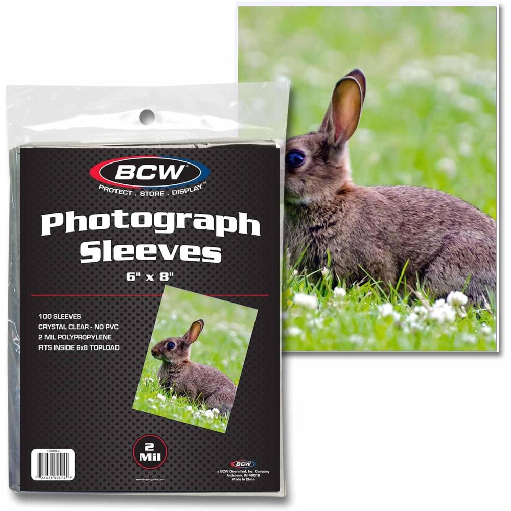 image:imageBCW 6x8 Photo Sleeves 100 Pack Archival Photo Sleeves for Art Postcards amp Photos AcidFree No PVC Archival Quality for Storage amp Display