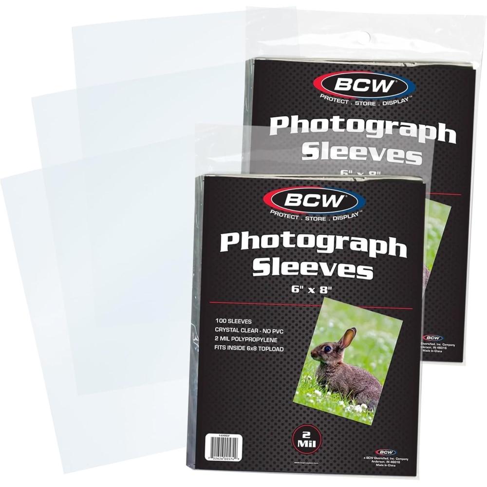 image:imageBCW 6x8 Photo Sleeves  200 Pack  Archival Photo Sleeves for Art Postcards amp Photos  AcidFree No PVC  Archival Quality for Storage amp Display
