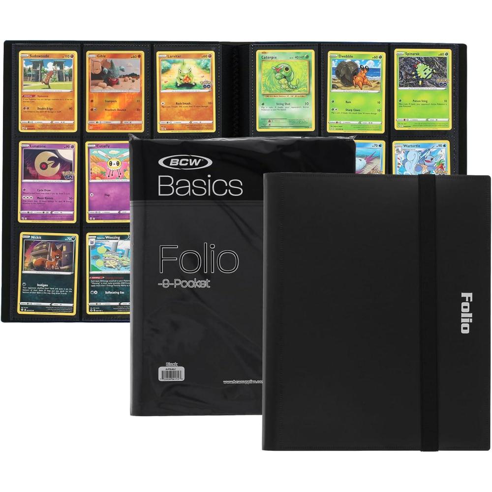 image:imageBCW Basics Folio 9Pocket Card Album Black Archival Safe SideLoading Binder Premium Storage Solution for Trading Cards Sports Cards and More 360Card CapacityBlack