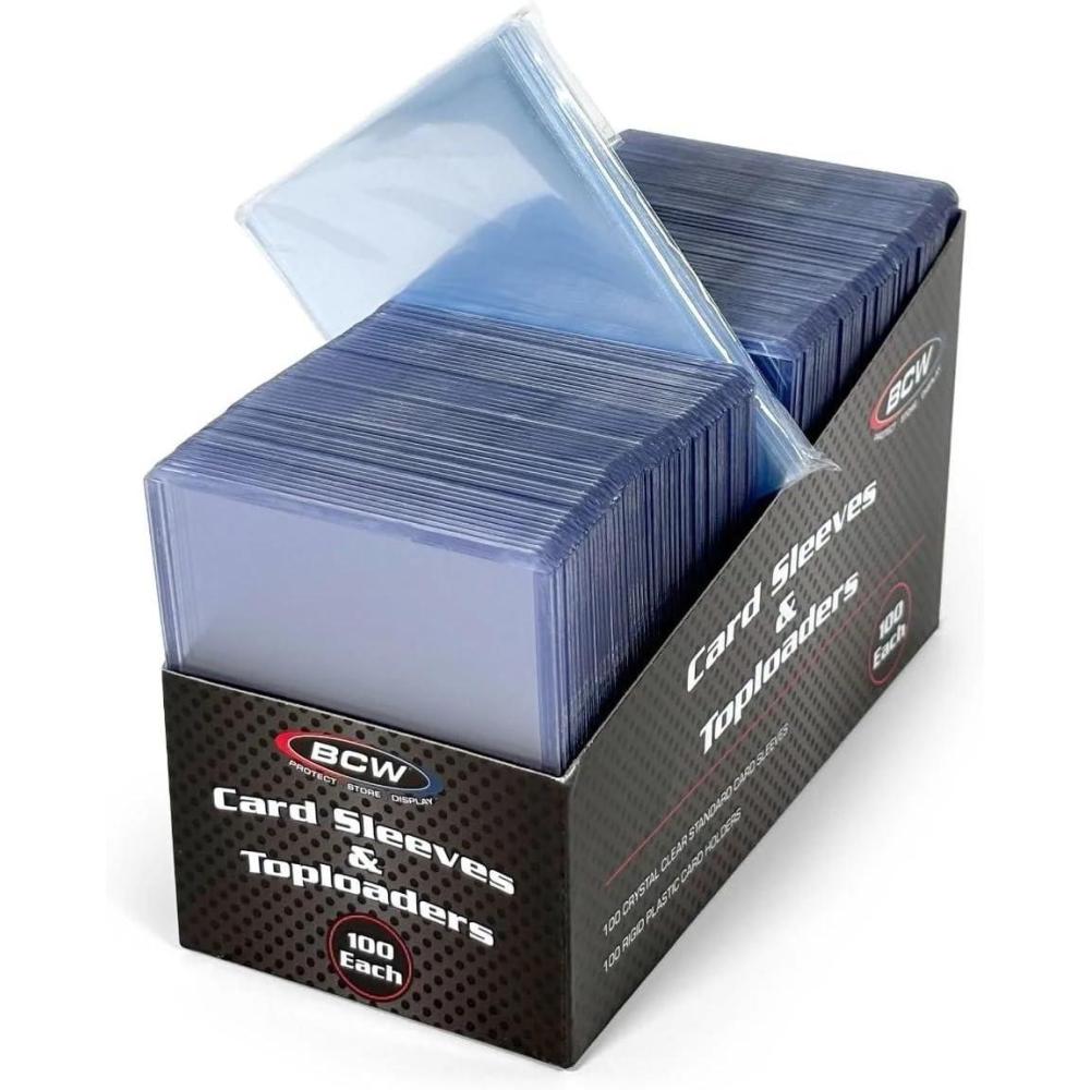 image:imageBCW Card Sleeves and Toploaders for Card Combo 100 Count Top Loaders and AcidFree Penny Sleeves Great for Football Magic The Gathering Pokmon and Baseball Card Protectors100 Count