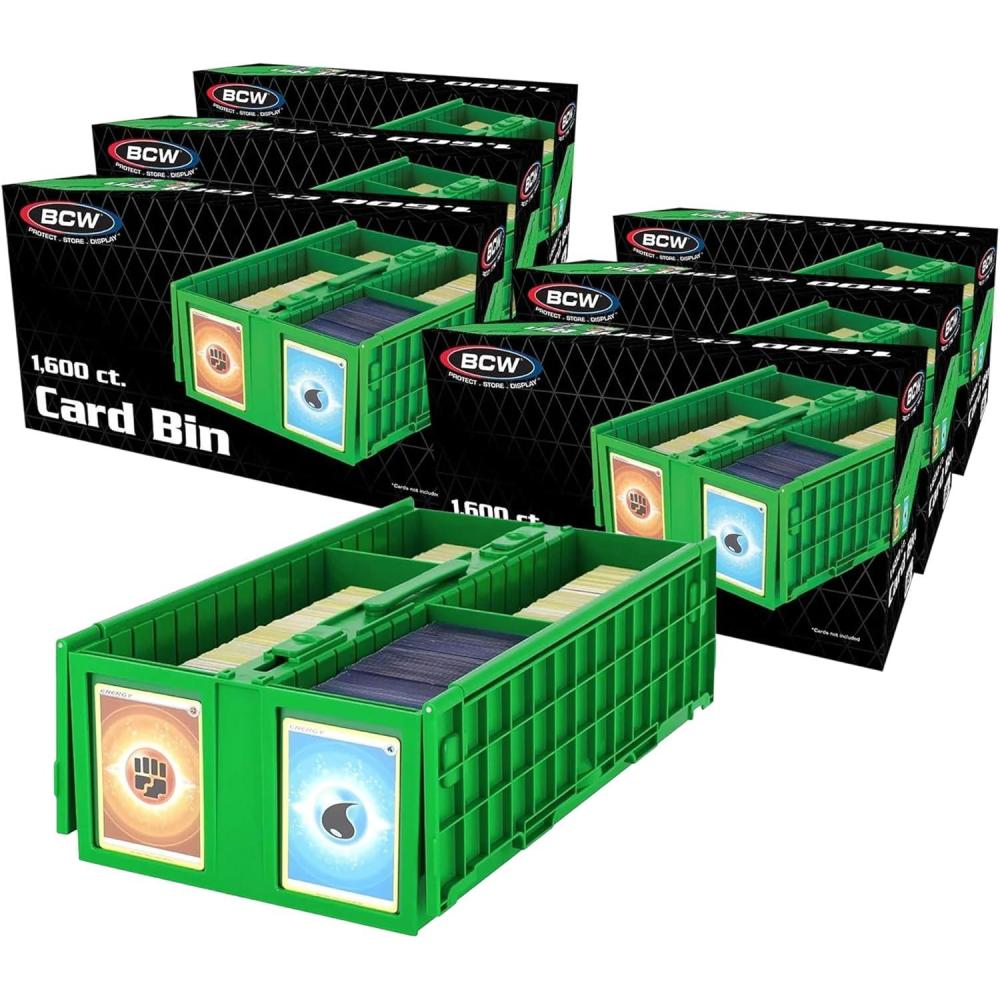 image:imageBCW Collectible Card Bin  Holds up to 1600 Cards  Large Card Storage Box for Loose Trading Cards  Pokemon MTG and Sports Card Storage Boxes  Sorting Card Box Green Single6 Pack