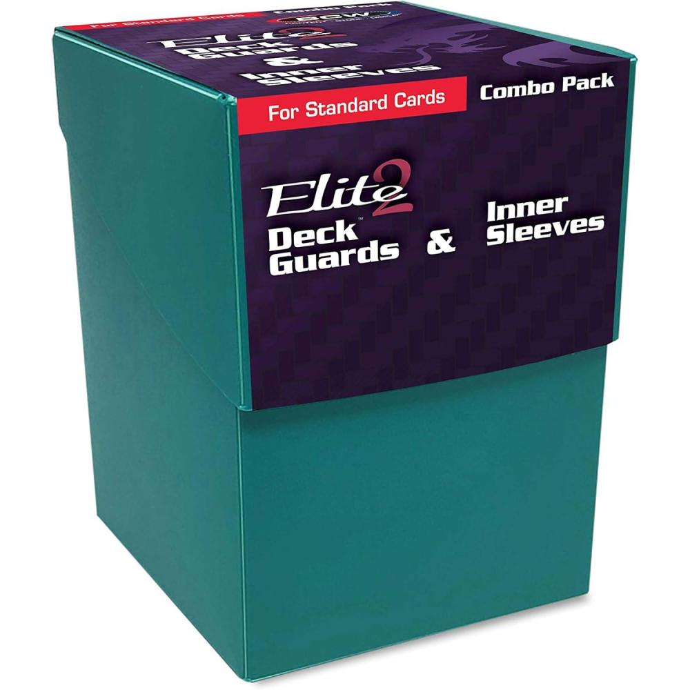 image:imageBCW Combo Pack Inner Sleeves amp Elite2 Deck Guards Teal Fits Standard 25x35 Game Cards Clear Glossy Front Textured Back Includes 100 Elite2 Deck Guards amp 100 Inner Sleeves