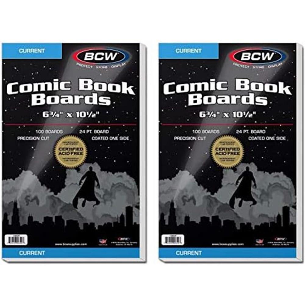 image:imageBCW Current Comic Book Backing Boards 100 Pack 24 pt Coated Buffered with 3 Calcium Carbonate Precision Cut for Current Comic Bags LongTerm Comic Book Storage300 Count