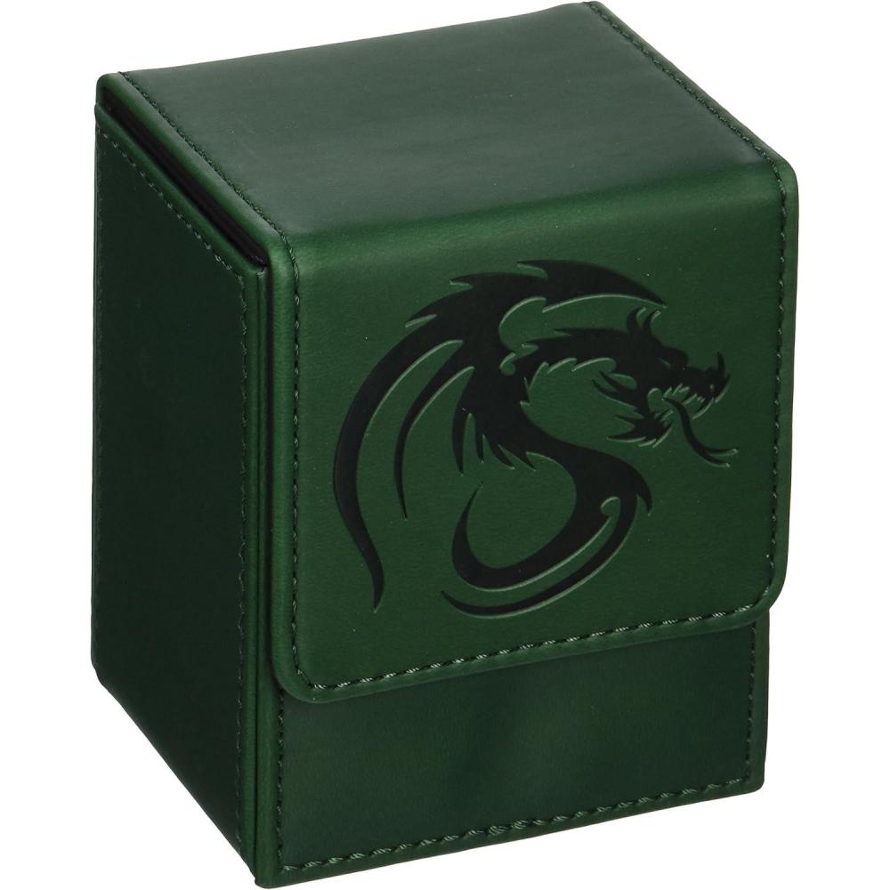 image:imageBCW Deck Case LX Holds 80 Sleeved Gaming Cards Black Leatherette with Red Stitching Magnetic Closure Durable Card Storage for Magic Pokmon and Star WarsGreen
