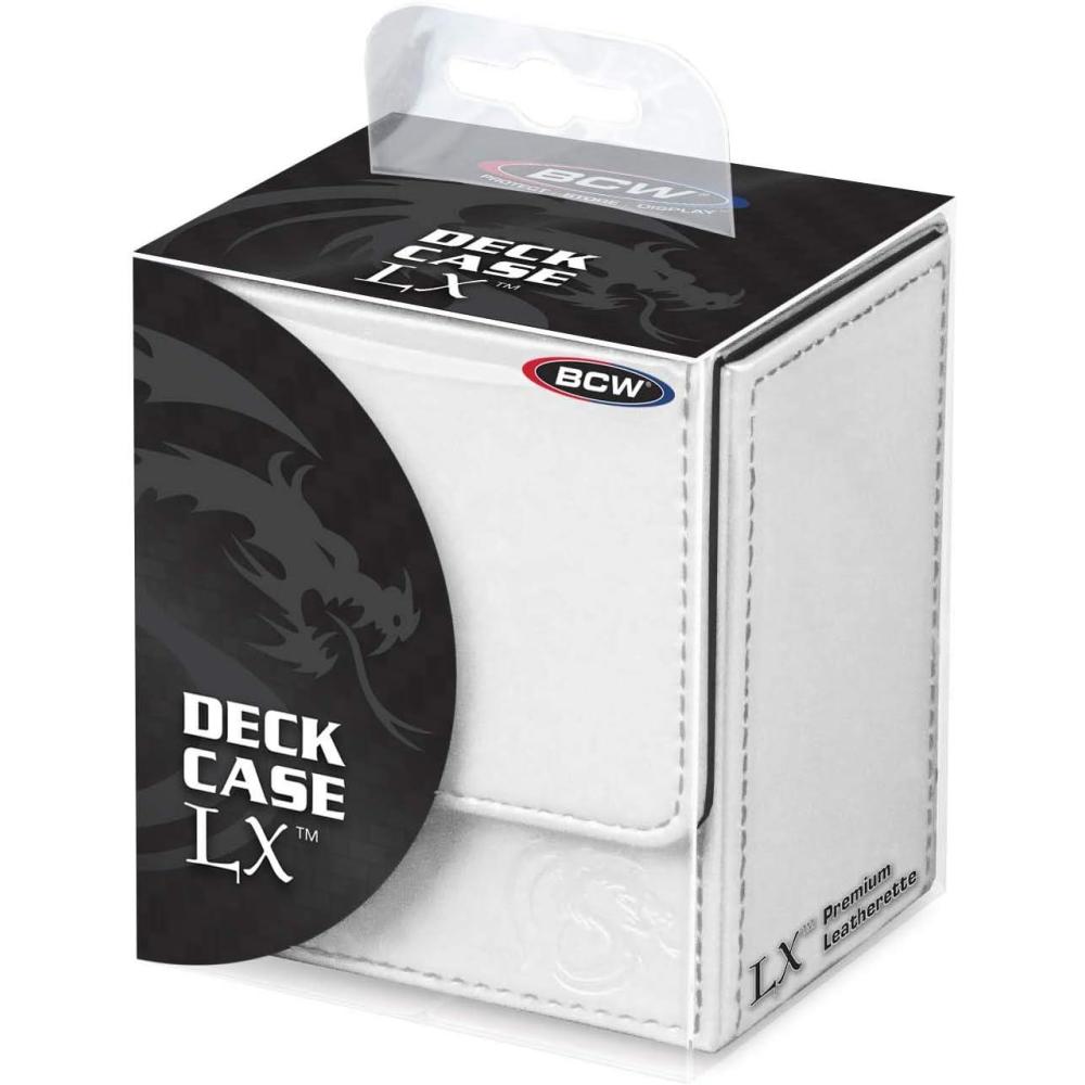 image:imageBCW Deck Case LX Holds 80 Sleeved Gaming Cards Black Leatherette with Red Stitching Magnetic Closure Durable Card Storage for Magic Pokmon and Star WarsWhite