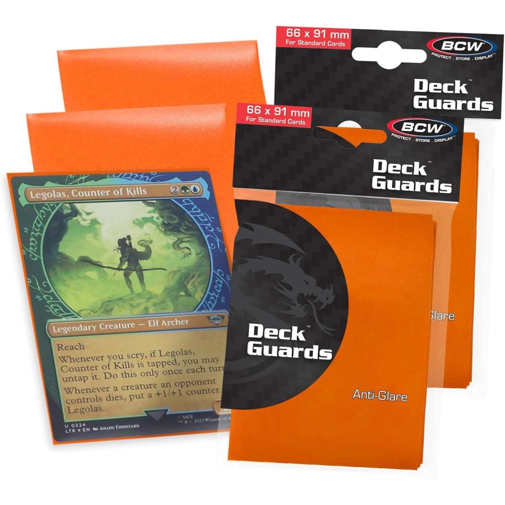 image:imageBCW Deck Guard Double Matte Orange Card Sleeves AcidFree ArchivalSafe No PVC AntiGlare Matte Finish Fits Standard 2 x 3 Game Cards Durable Deck Protector Sleeves 100 Ct