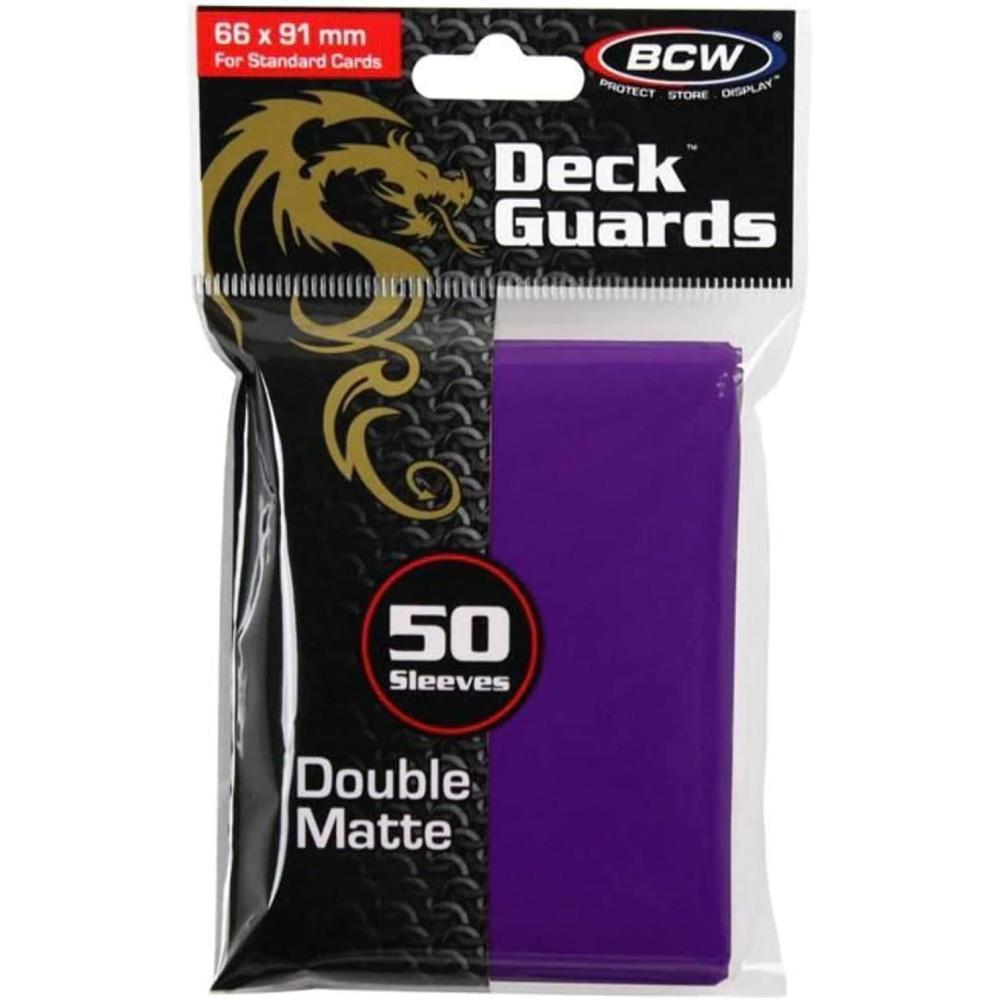 image:imageBCW Deck Guard  Double Matte Purple Card Sleeves  AcidFree ArchivalSafe No PVC  AntiGlare Matte Finish  Fits Standard 2 x 3 Game Cards  Durable Deck Protector Sleeves  300 Ct