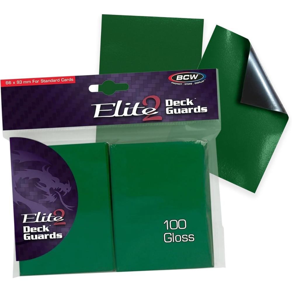 image:imageBCW Elite2 Glossy Card Sleeves Red CrystalClear Front Textured Back Fits 25 x 35 Cards 100 CtGreen