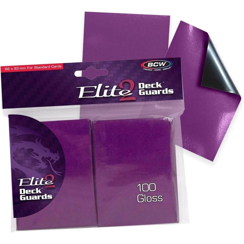 image:imageBCW Elite2 Glossy Card Sleeves Red CrystalClear Front Textured Back Fits 25 x 35 Cards 100 CtMulberry