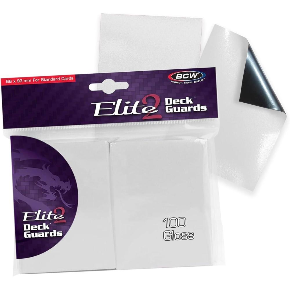image:imageBCW Elite2 Glossy Card Sleeves  Red  CrystalClear Front  Textured Back  Fits 25 x 35 Cards  100 CtWhite