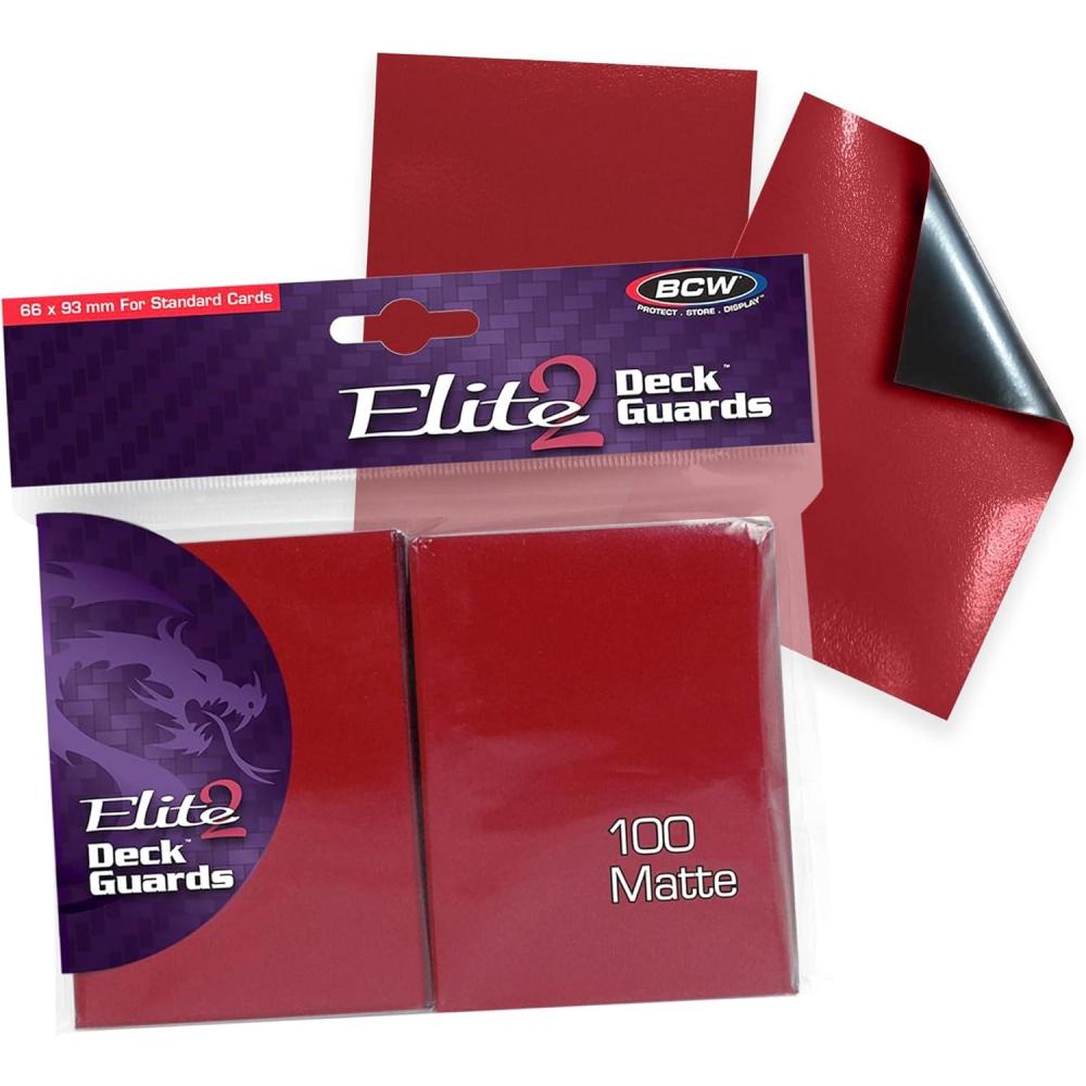image:imageBCW Elite2 Matte Card Sleeves Mulberry AntiGlare Front Textured Back Fits Standard 25 x 35 Cards 100 PackRed