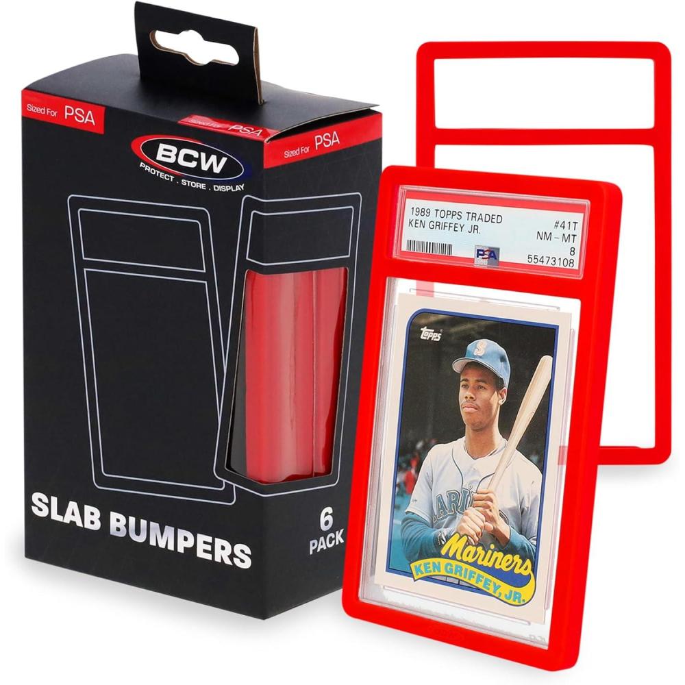image:imageBCW Graded Card Slab Bumpers Black TPE Edge Protectors for PSA Slabs 2017Current Secure Fit amp Easy Grip Pack of 6 Bumpers for PSAGraded Card Cases CollectorGrade ProtectionRed