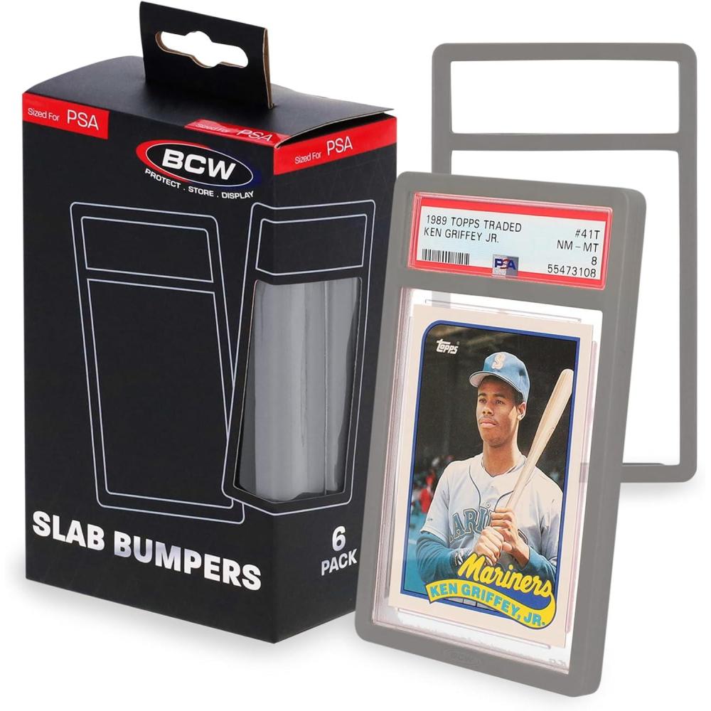 image:imageBCW Graded Card Slab Bumpers Black TPE Edge Protectors for PSA Slabs 2017Current Secure Fit amp Easy Grip Pack of 6 Bumpers for PSAGraded Card Cases CollectorGrade ProtectionSilver
