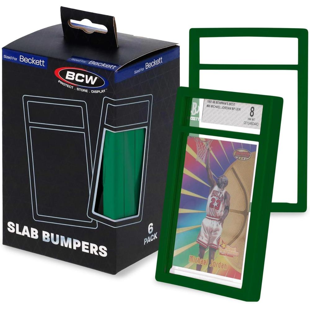 image:imageBCW Graded Card Slab Bumpers for BGS Slabs Black 6Pack Durable TPE Edge Protectors Shields BGSStandard Slabs from Scuffs Chips amp Impact Damage Easy Fit amp NonSlip Grip for Trading CardsGreen