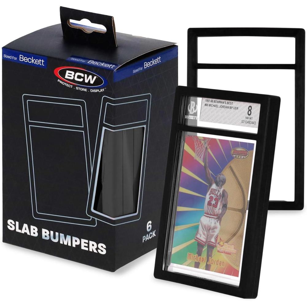 image:imageBCW Graded Card Slab Bumpers for BGS Slabs Black 6Pack Durable TPE Edge Protectors Shields BGSStandard Slabs from Scuffs Chips amp Impact Damage Easy Fit amp NonSlip Grip for Trading CardsBlack